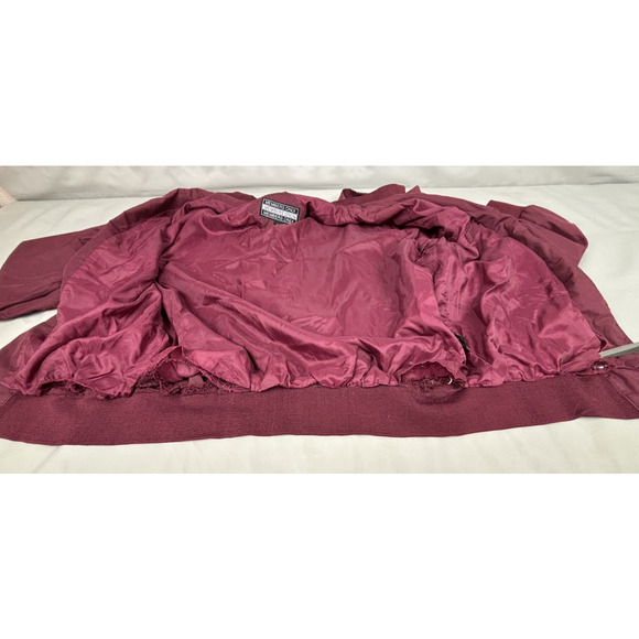 Vintage Members Only Burgandy Bomber Jacket Mens Large Full Zip - Picture 14 of 15